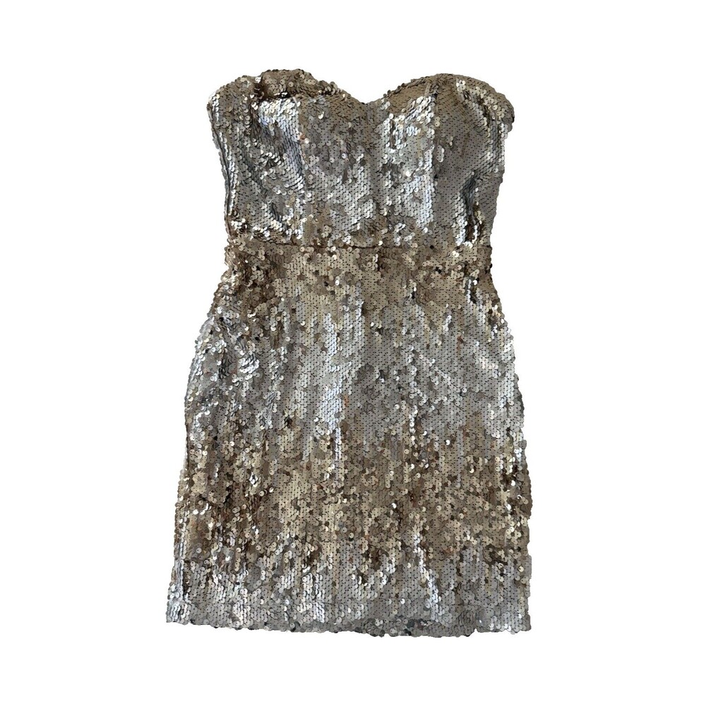 Social Couture Womens M Tube Sequin Glitter Bodycon Party Strapless Mini Dress